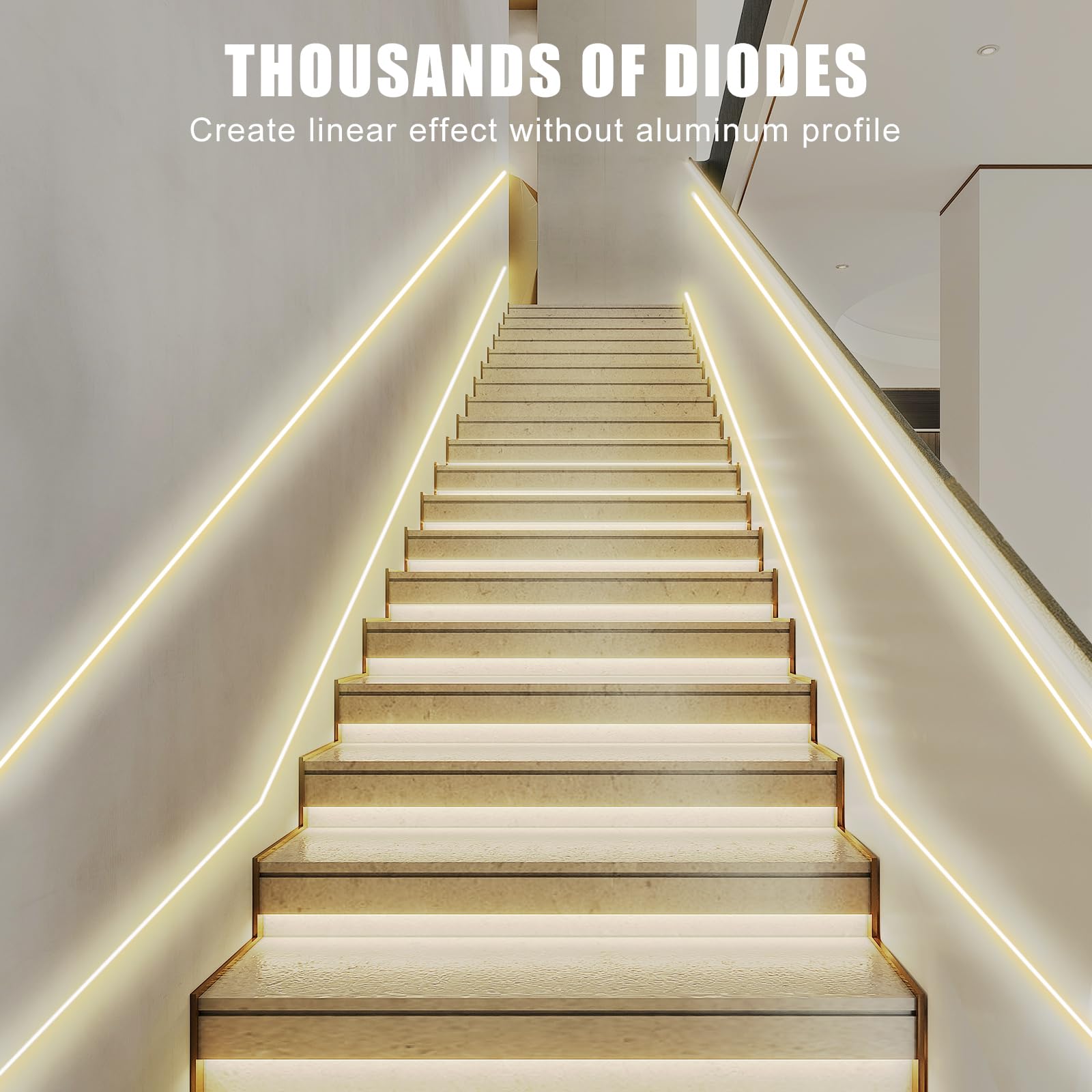 Tatazone Striscia LED COB bianca Max con telecomando RF, 5 m 3000 K CRI93+ dimmerabile bianco caldo COB Light Strip, adesivo per interni COB luci a LED per soggiorno, scaffale, armadio