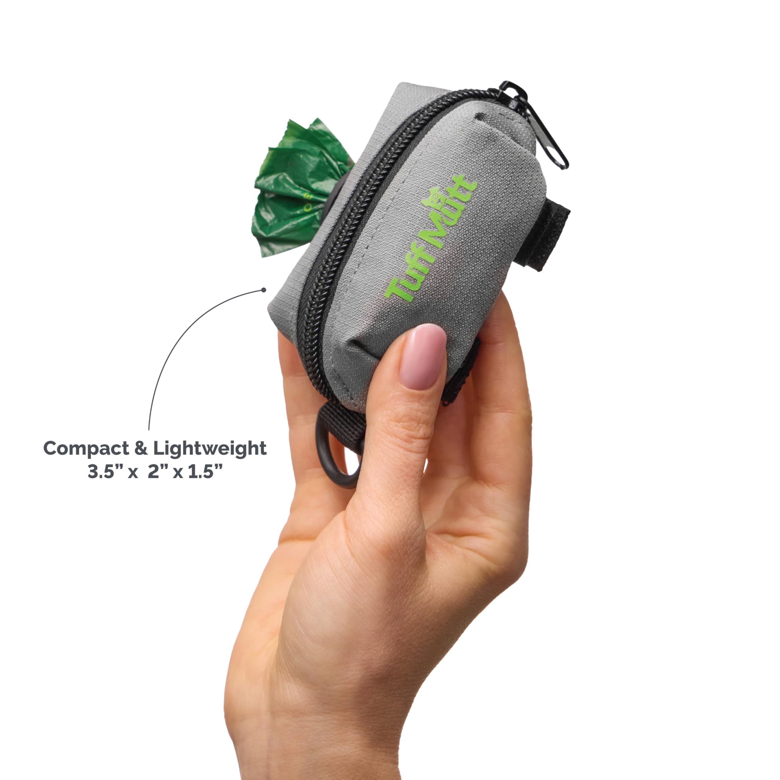 Tuff Mutt Dog Poop Bag Holder with Velcro Attachment - Durable Fabric Poop Bag Dispenser for Leashes - Includes Starter Roll for Easy Cleanup