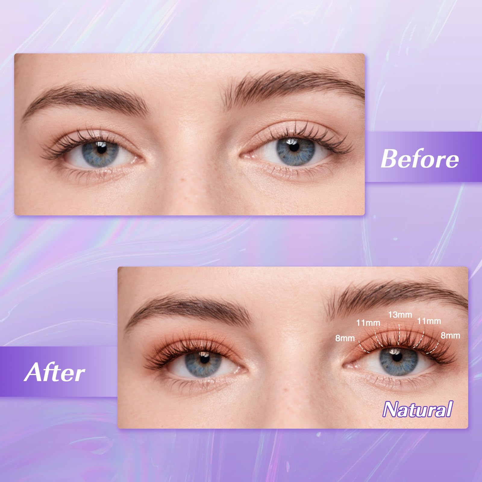 LZM Brown Cluster Lashes 8-13mm Natural Individual Eyelashes C Curl Thin Clear Band Brown Lashes Individual Cluster Eyelash (BR-C) - Image 2