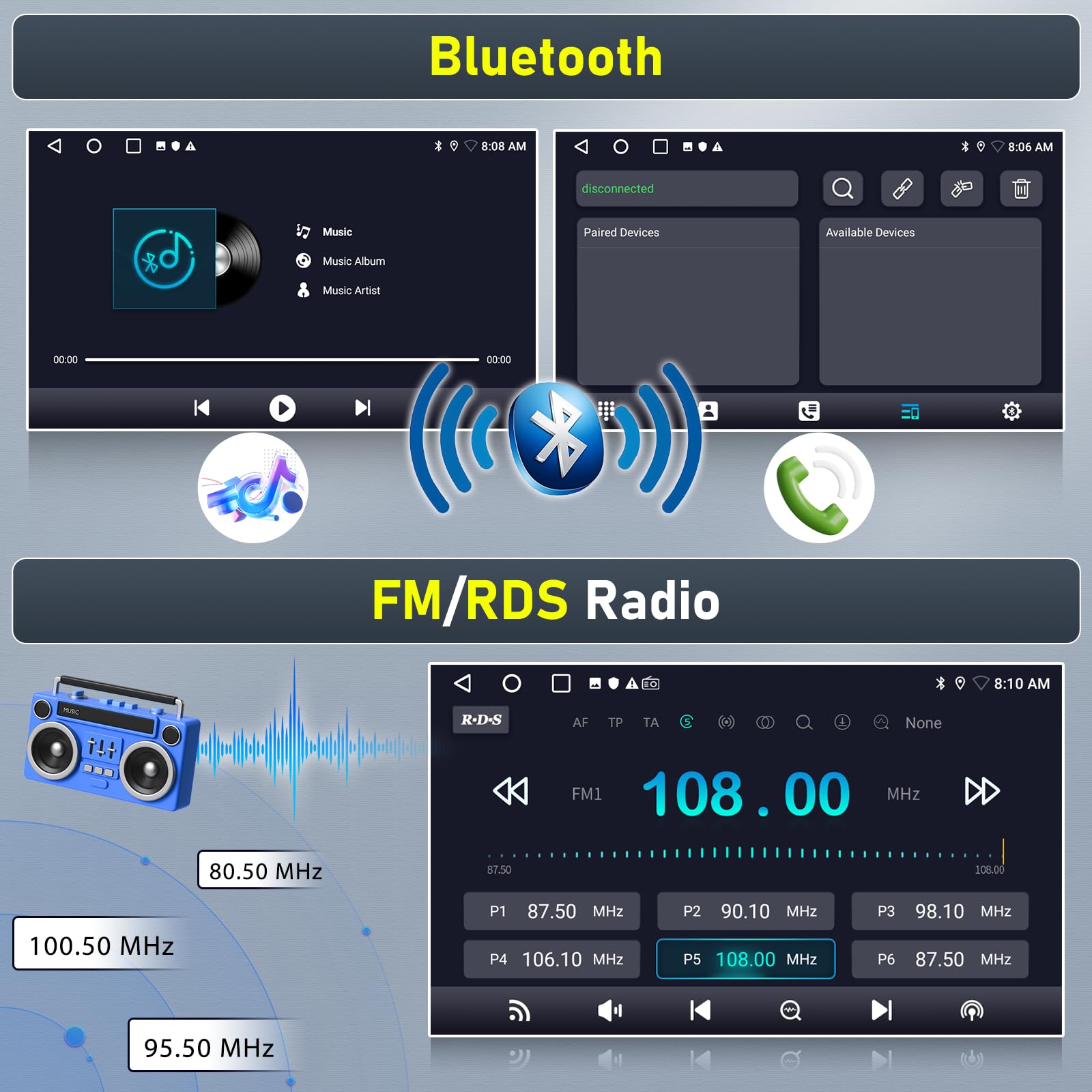 2G 64G CAMECHO Android 13 Autoradio für Mercedes-Benz Smart Fortwo W451
