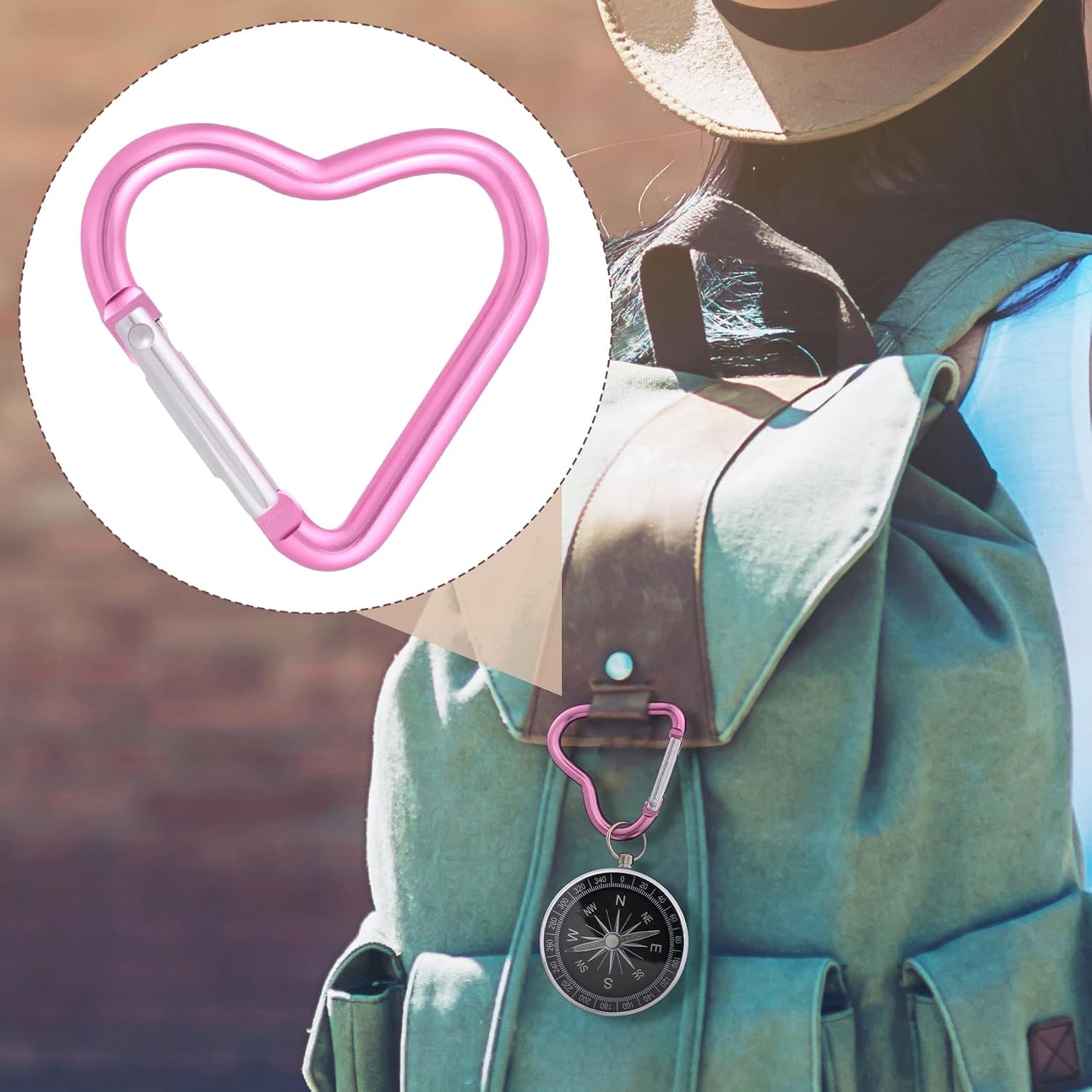 Pndeyo 4pcs Heart Shape Keychains, Metal Snap Key Chain Hooks for Outdoor & Indoor, Cute Clip Keyring Buckles for Climbing Hiking Camping Traveling- Pink image 5