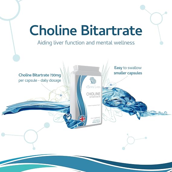 Choline Bitartrate 730mg Daily Dosage, 120 Vegan Choline