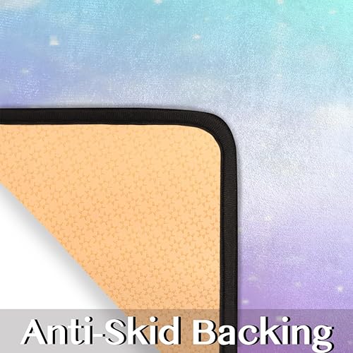Miniatura 3 de Juego de 2 tapetes de cocina con diseño de arco iris de galaxia para piso, tapete acolchado antifatiga, de pie y cómodo para escritorio, fregadero,