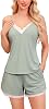 Sopesil Women's Short Pyjamas Cami Sets Ladies Sexy PJ Sleeveless Sets V Neck Decoration Lace Tops Shorts Summer Sleepwear Nightwear S-XXL