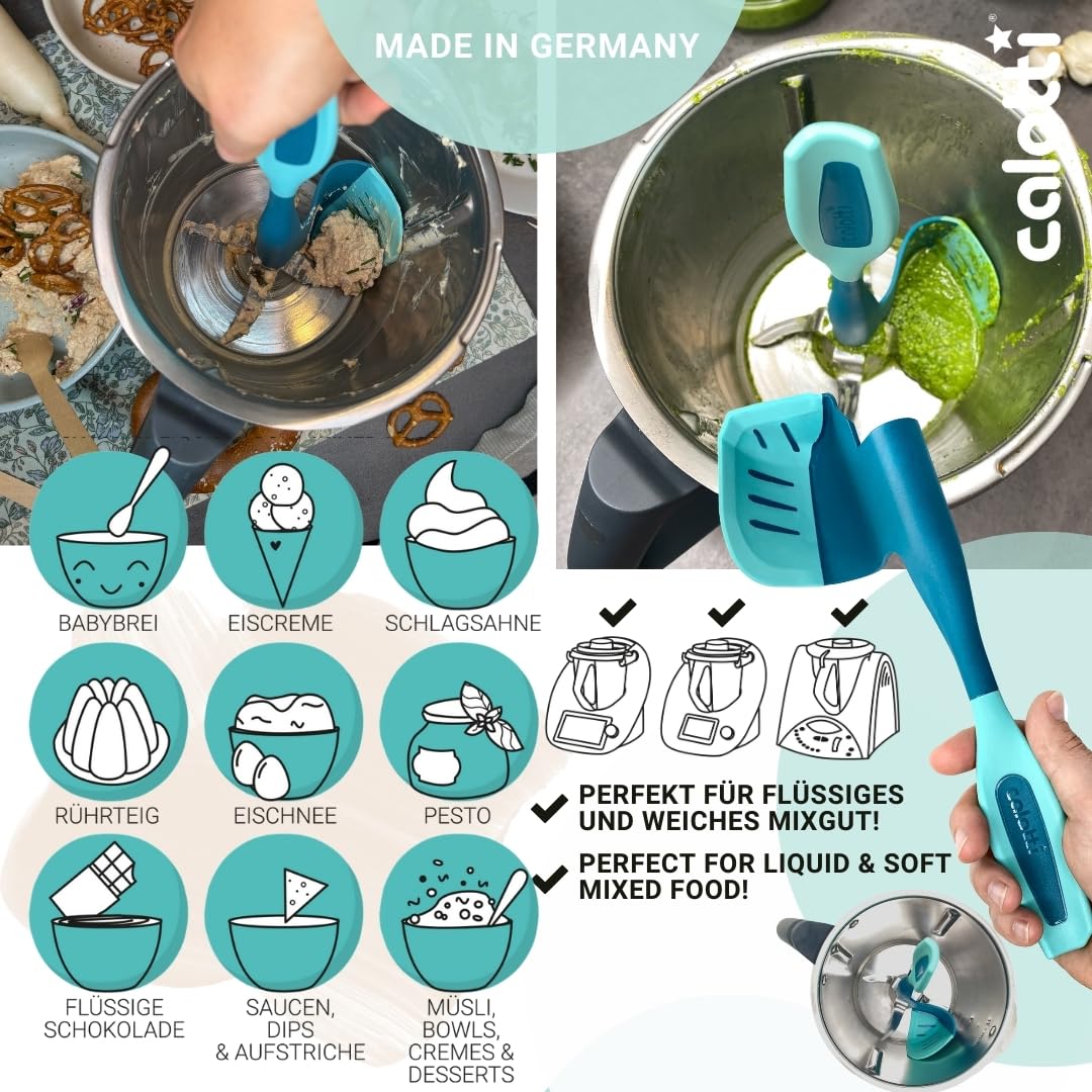 Calotti® Łopatka obrotowa silikonową +, do Thermomix TM6®, TM5® i TM31®. Łatwe zbieranie miksowanych produktów dzięki elastycznemu silikonowi i opatentowanej funkcji centrowania - Made in Germany | TM31, łatwe zbieranie dzięki elastycznemu silikonowi, Mad