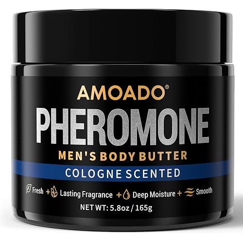 AMOADO Body Butter Cologne for Men, Pheromone Inspired Men's Body Cream with Shea Butter, Masculine Scented Body Moisturizer Cologne Butter, Deep Hydration & Non-Greasy for Dry Skin, 5.8 Oz