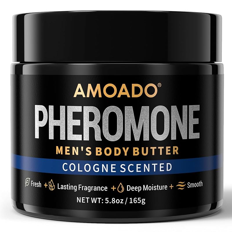 AMOADO Manteiga Corporal Masculina com Fragrância de Colônia, Manteiga de Karité e Óleo de Semente de Jojoba, 164 g