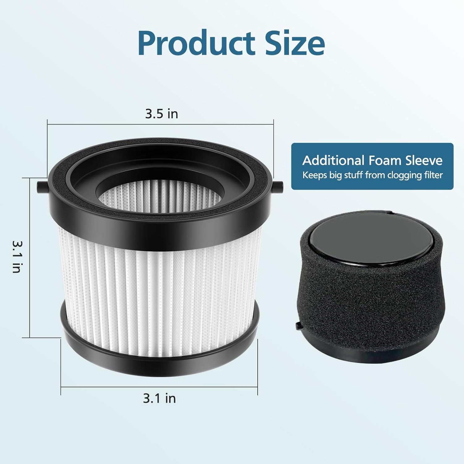 DCV501HB DCV5011H HEPA Vacuum Filter Compatible with DEWALT DCV501HB 20V Vacuum Cordless Handheld Vacuum, 4 Packs Vacuum Filter with 8 Foam Sleeve Filters & 1 Brush - Image 2