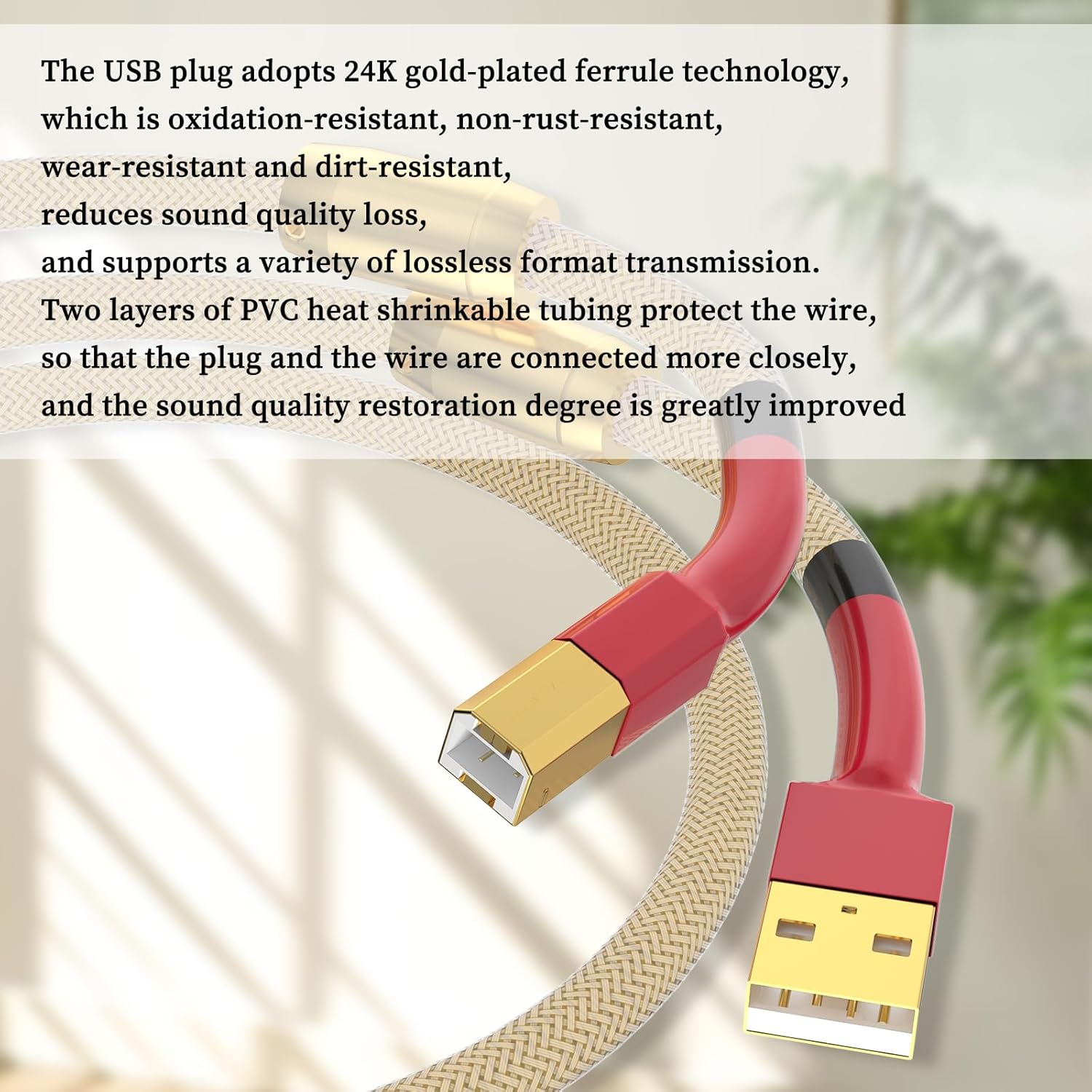 HiFi USB Cable OCC Silver Plated USB 2.0 Type A to B Audiophile USB Wire A-B DAC Decoder Printer Data Cable (A71USB1.5M)