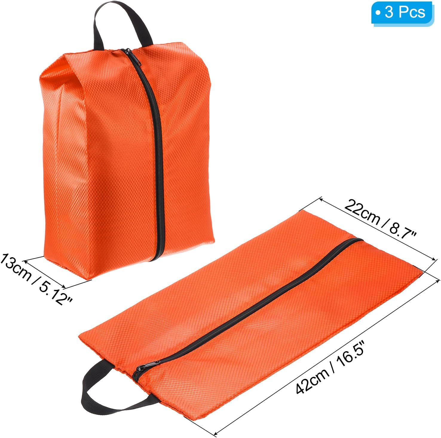 PATIKIL Shoe Bags for Travel, 3 Pack Portable Nylon Shoe Bag with Zipper Waterproof Shoe Storage Organizer for Travel Outdoor, Orange image 2