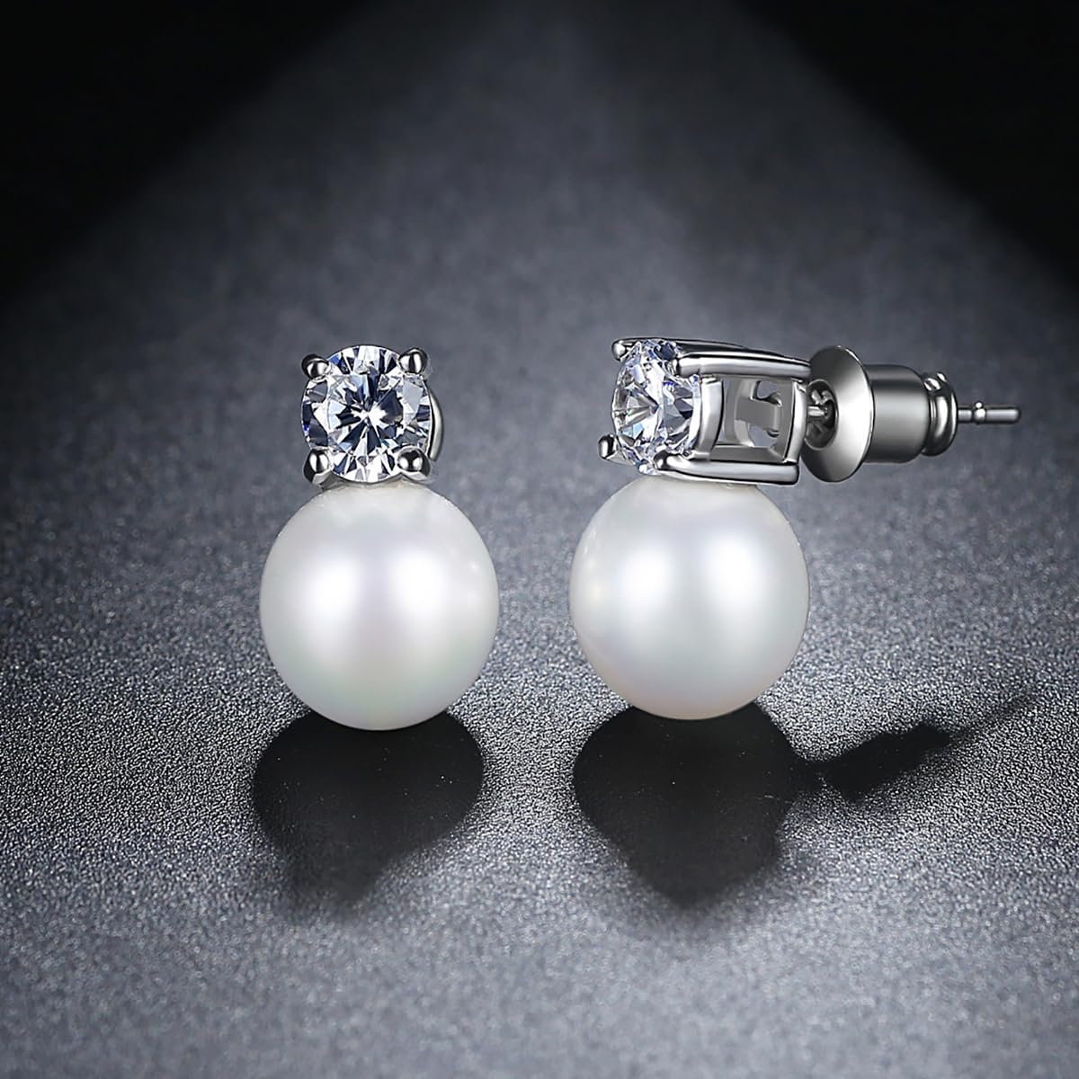 Natural Pearl Drop Earrings with D-Color Moissanite Halo in 14K Gold, June Birthstone Stud Gifts for Mom, Wife on Christmas, Mother's Day