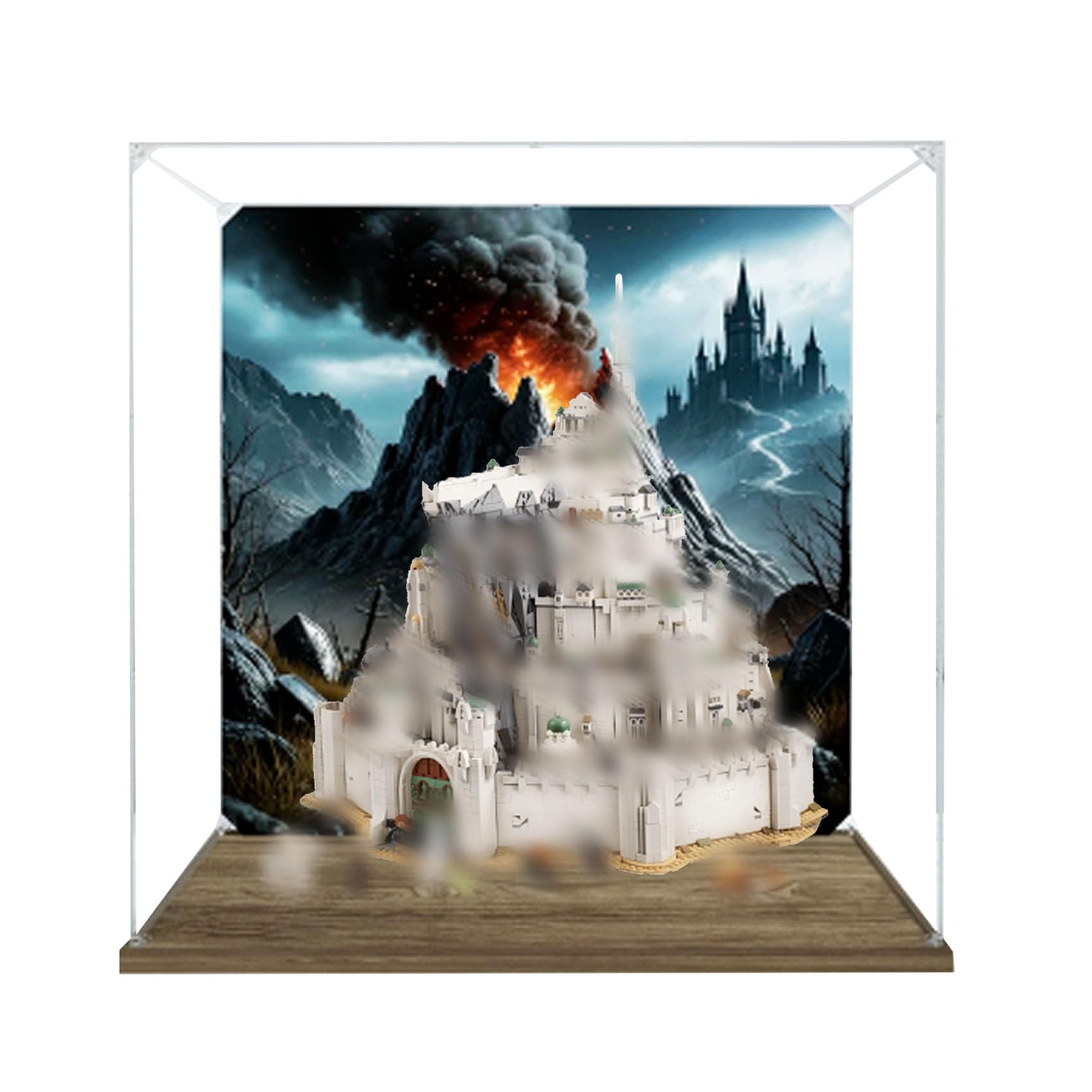 Acrylic Display Case for Le-go 11377 Castle Model, Dustproof Display Box (display box only) (StyleB Background 3mm)