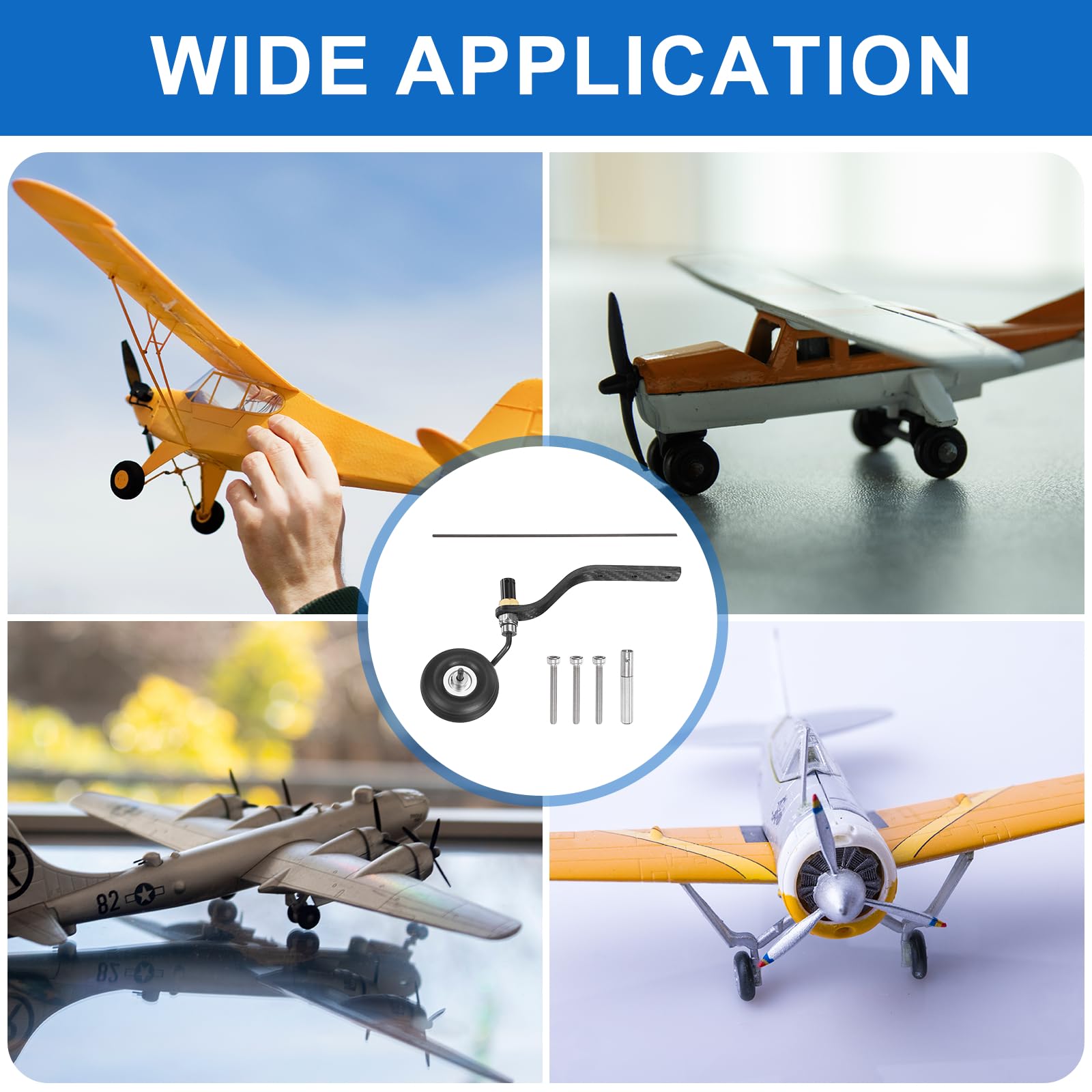 MECCANIXITY Ruedas de avión RC de 30 cc de 1.5 pulgadas OD RC con varilla de fibra de carbono, ruedas de esponja de poliuretano para aeronaves, kit de repuesto de espuma RC para modelo de avión, 1