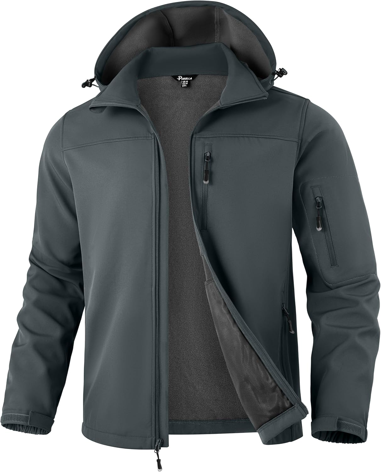 Pudolla Men's Softshell Jacket Fleece Lined Water Resistant Hooded Winter Coats for Men Outdoor Work Hiking with Pockets