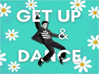 Trademark Fine Art Canvas Wall Art - Tina Mitchell 'Get Up and Dance Elvis Daisy' Wall Art for Living Room, Bedroom, or Office Décor 24 x 24 Inches