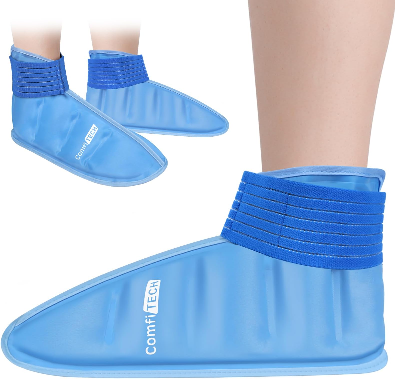 ComfiTECH Foot Ice Pack Wrap for Feet, Cooling Boot for Ankle, Cold Heel Pad for Plantar, Large