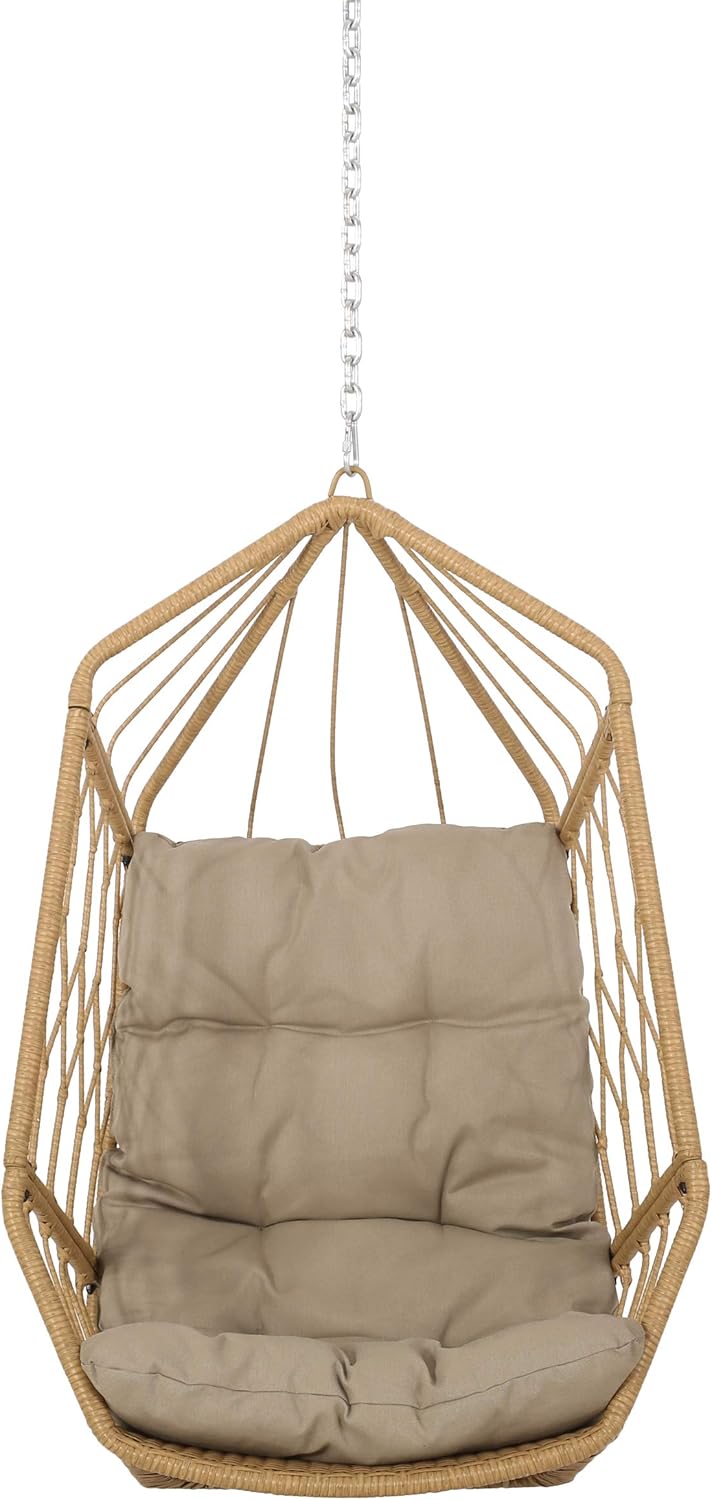 Tamara Outdoor/Indoor Hanging Chair (NO Stand) - Wicker - Light Brown/Tan