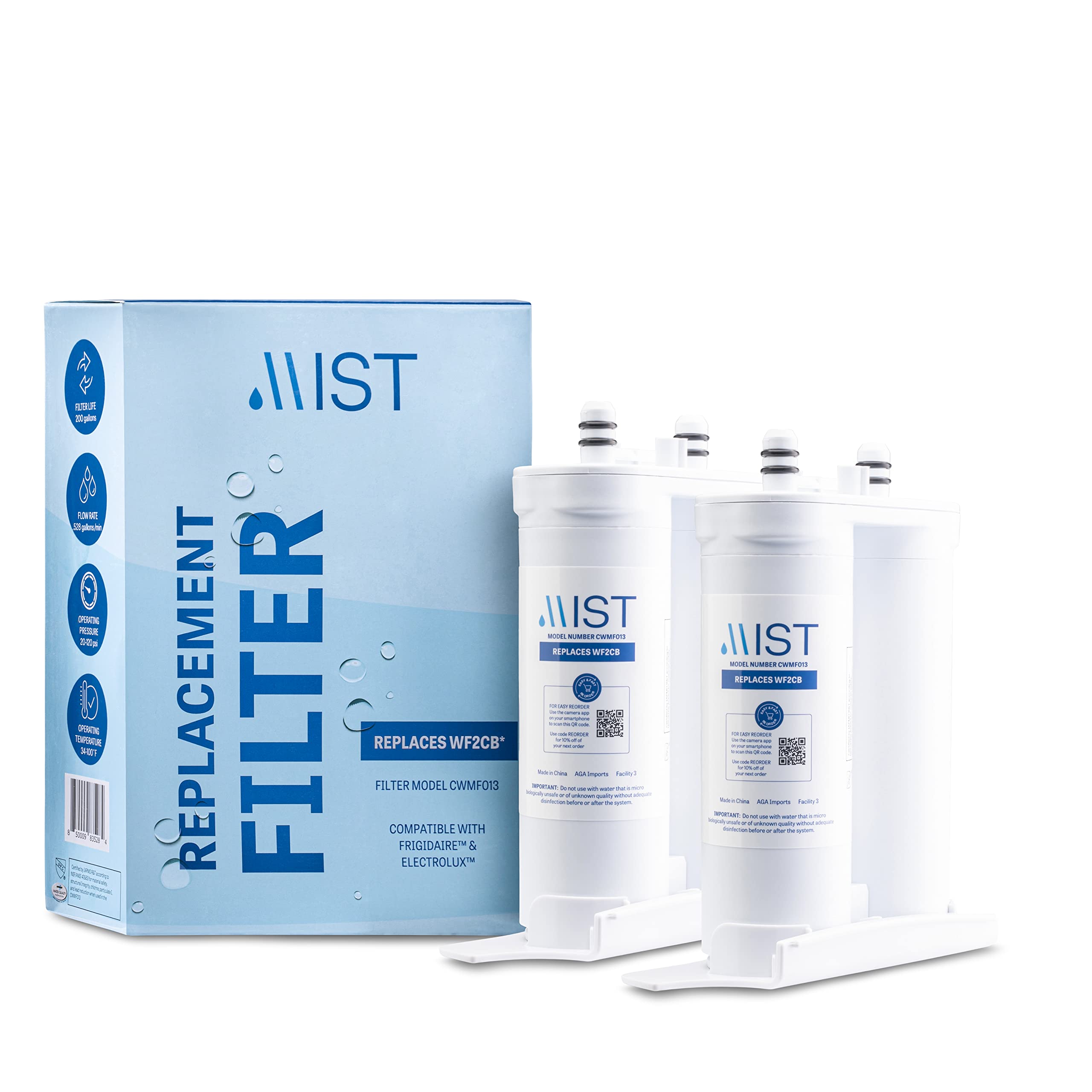 FilterLogic FFL-132F | 1x Filtro de agua frigorífico compatible con Electrolux, AEG, 4055319455, WF2CB, FC-100, PureSource 2 Ice & Water Filtration System para frigoríficos americanos