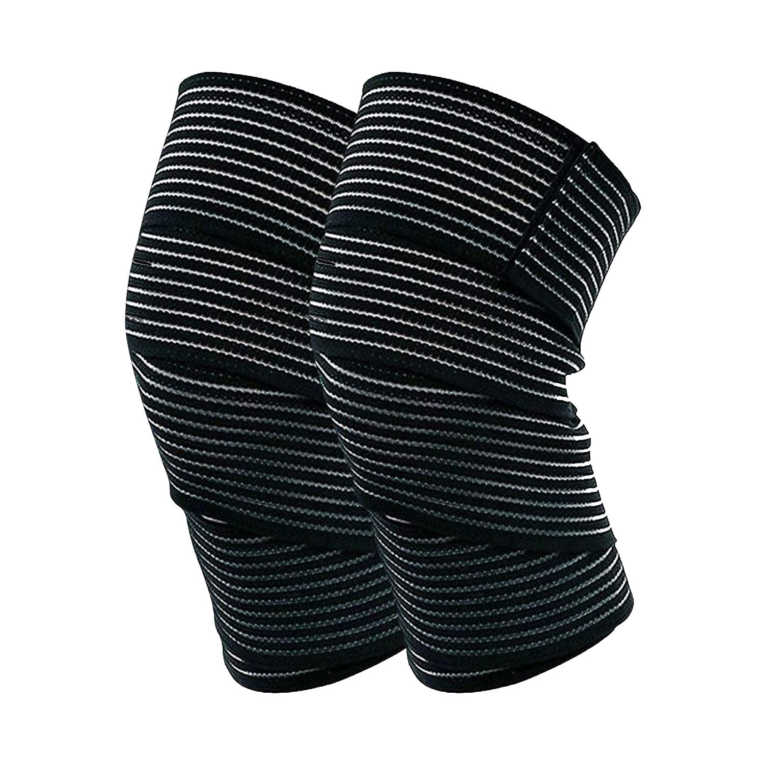 STRAUSS Elastic Knee Compression Bandage Wraps | Support for Ankle, Knee, Elbow Pain Relief, Sports & Workout | Can Be Used For Squats and Powerlifting | 1 Pair ,(Black) (B08XZ8YLCG) Amazon Price History, Amazon Price Tracker