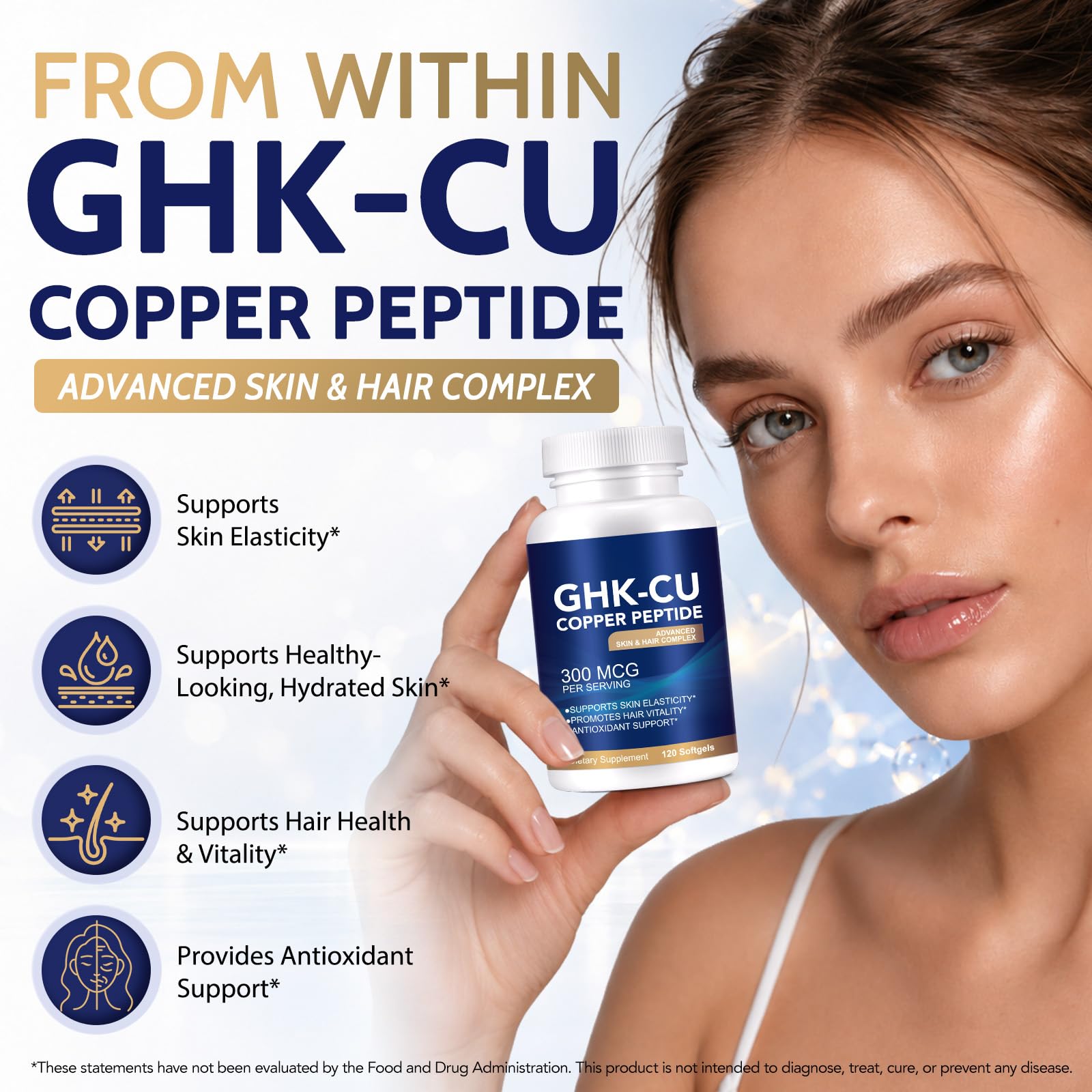 GHK-Cu Copper Peptide Supplement 300mcg for Skin & Hair Health 120 Softgels — Amazon image 2