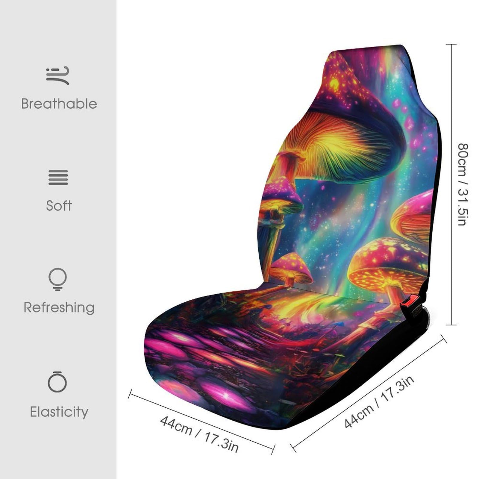 Tie Dye Mushroom Print Car Seat Covers Universal Car Front Seats Protector Auto Interior Accessories 2PCS