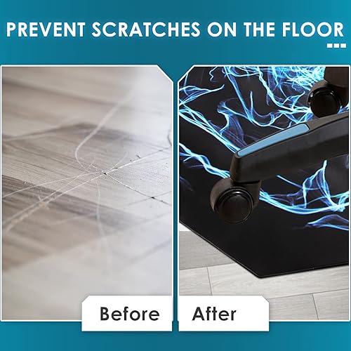 Miniatura 5 de Tapete para silla de juegos, 47 pulgadas, redondo, 0.118 in de grosor, de goma, para suelo de madera, antideslizante, para sala de juegos, oficina y