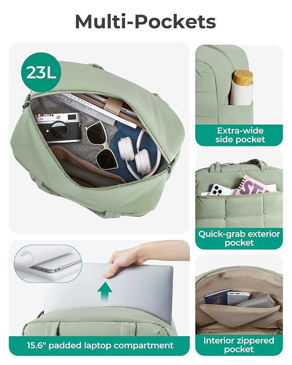 BAGSMART Gym Bag for Women, Carry on Travel Duffel Bag, Water-resistant Weekender with Shoe Compartment for Gym Travel Work, Green, Medium by BAGSMART - Used condition - Image 4