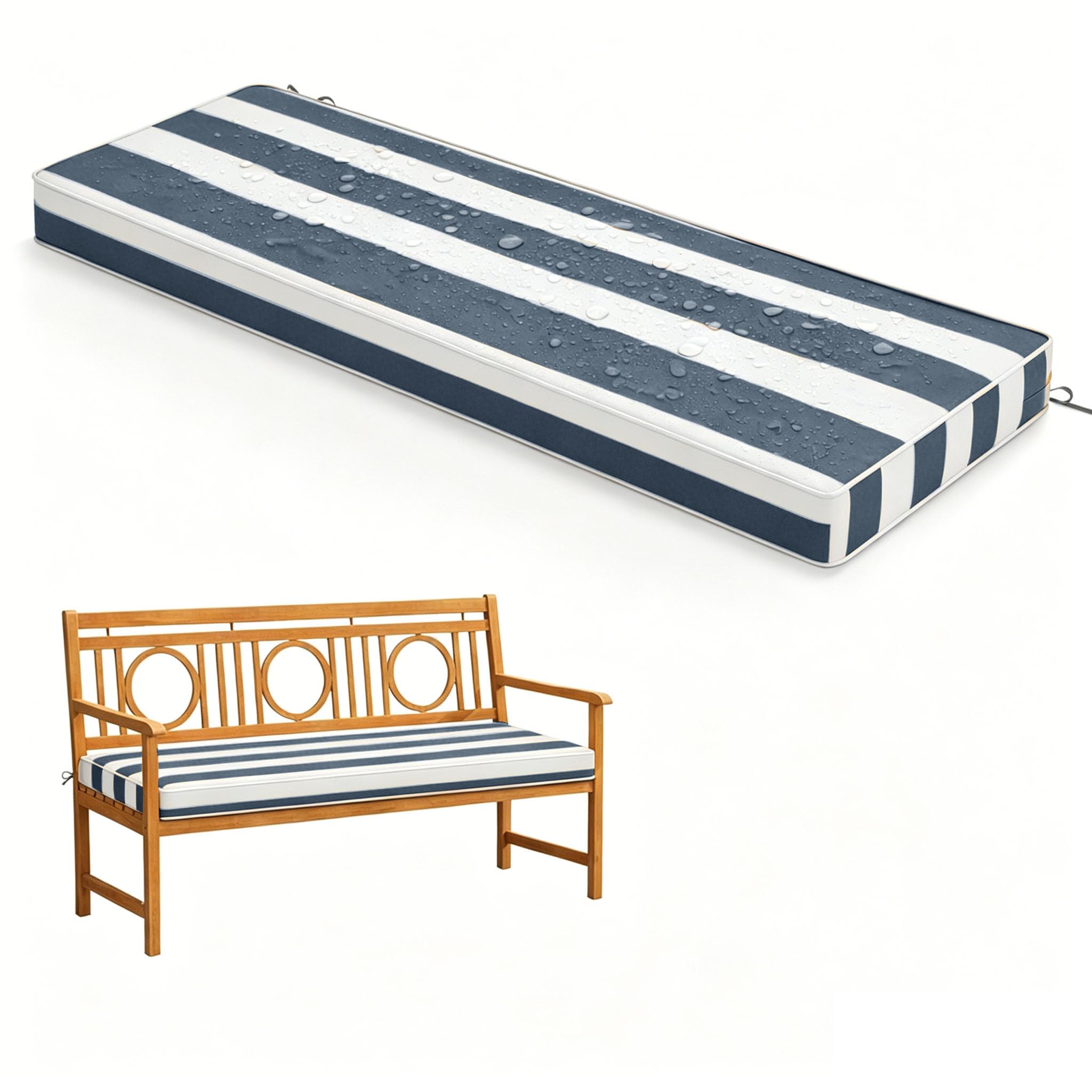 WLXFF stripe Waterproof Garden Bench Cushion Outdoor Swing Seating Pad Thick Foam Garden Furniture Pad Bench Cushions for Indoor Furniture Waterproof seat pads for garden chairs Indoor