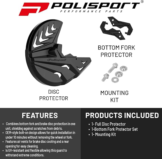 Polisport Motocross (MX) Disc & Bottom Fork Protector - Black (2015-2026)