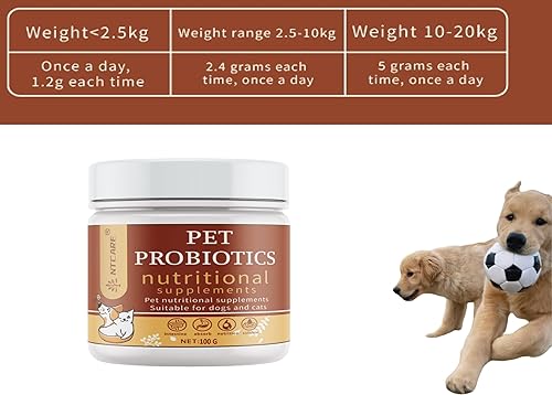 Miniatura 5 de Polvo probiótico para perros y gatos. Probióticos para la salud digestiva, apoyo inmunológico, diarrea, gases, picazón y alergias estacionales. Con