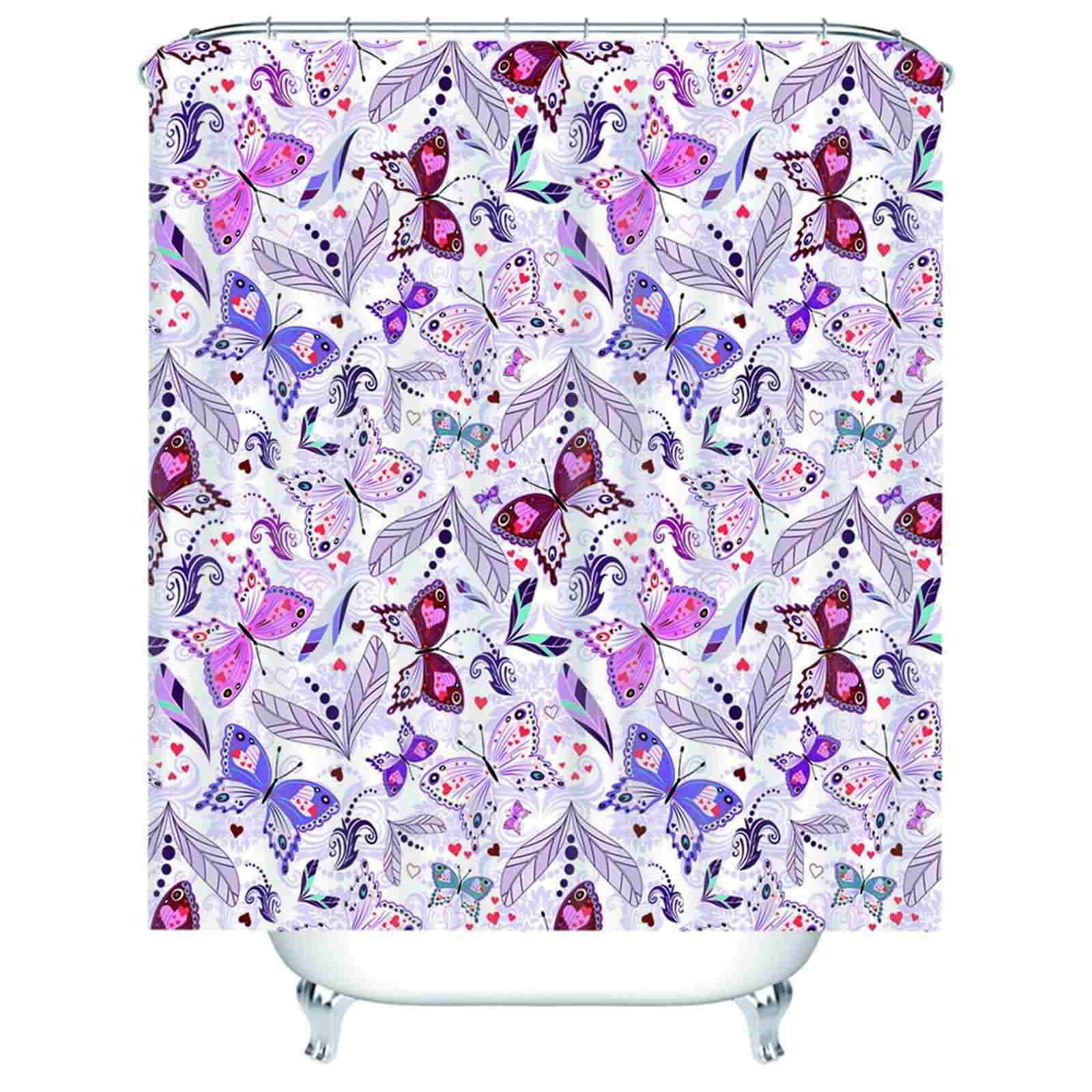Petit salle bain violet rideau de douche 180x180 lavable avec crochets