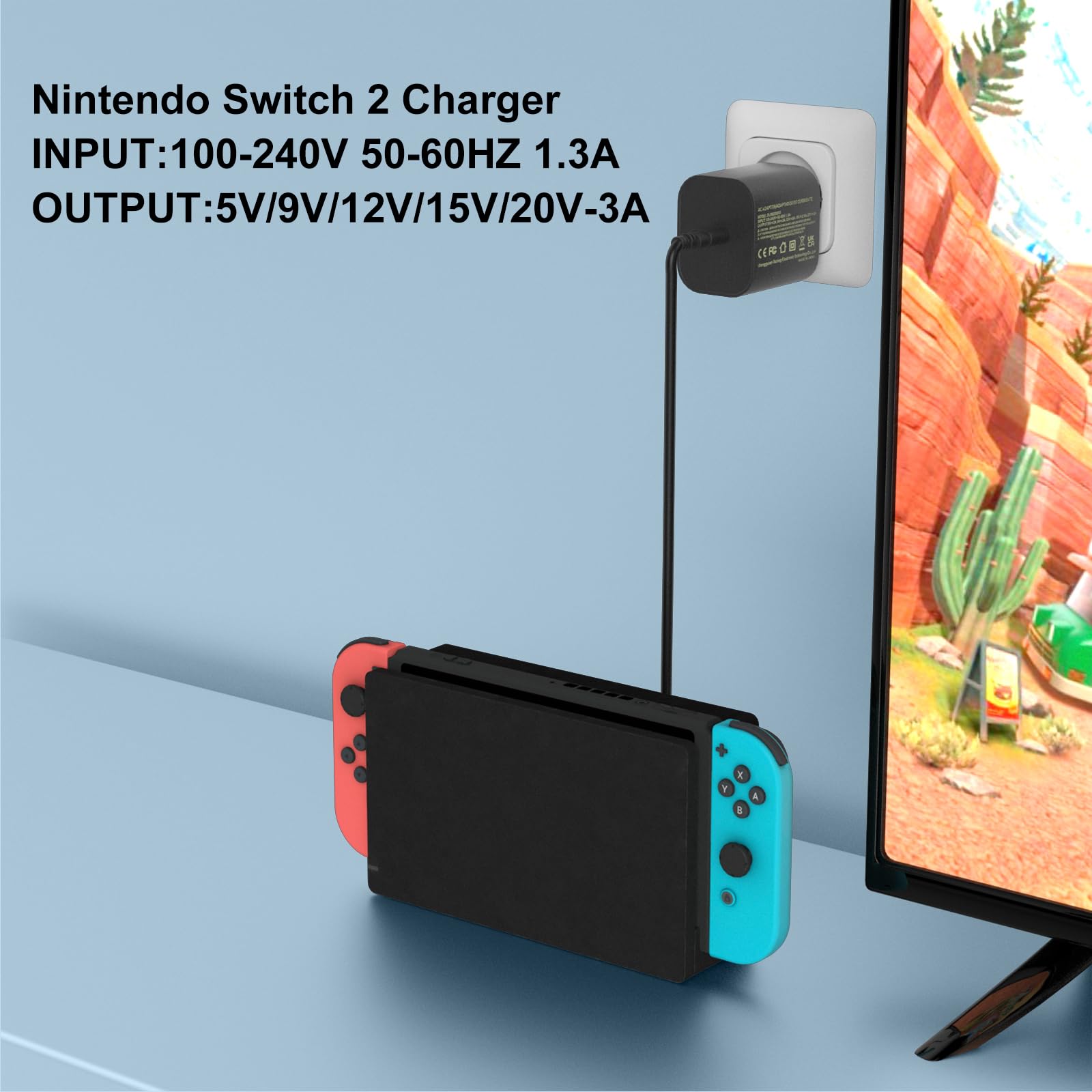 60W USB C ładowarka kompatybilna z Nintendo Switch 2/Steam Deck/Switch OLED Lite, 20V 3A zasilacz sieciowy szybkie ładowanie