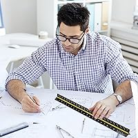 Vista 4 de Macarrie Regla triangular a escala arquitectónica, 12 pulgadas, regla de aluminio de metal con medidas imperiales para arquitecto, estudiante, 3