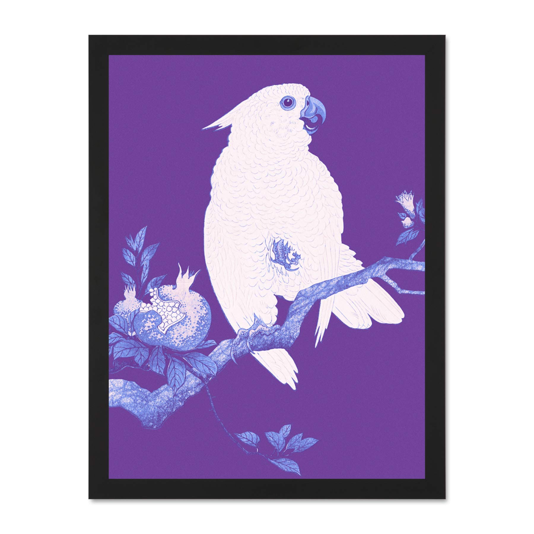 Wee Blue Coo Purple Cockatoo By Ohara Koson Large Black Framed Art Print Wall Poster 18x24 inch