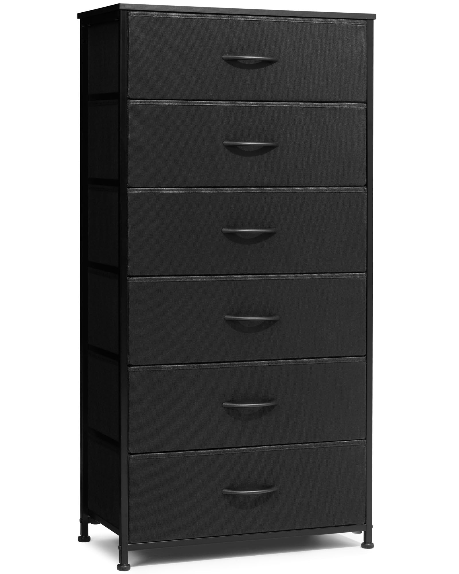 Crestlive Products Dresser for Bedroom with 6 Drawers, Tall Chest of Drawers, Black Dressers Bedroom Furniture, Storage Organizer Unit with Bins for Closet, Hallway, Living Room, Entryway