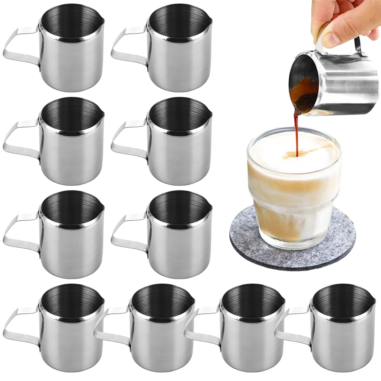 Pichet à lait en inox pour mousser le lait avec poignée ergonomique