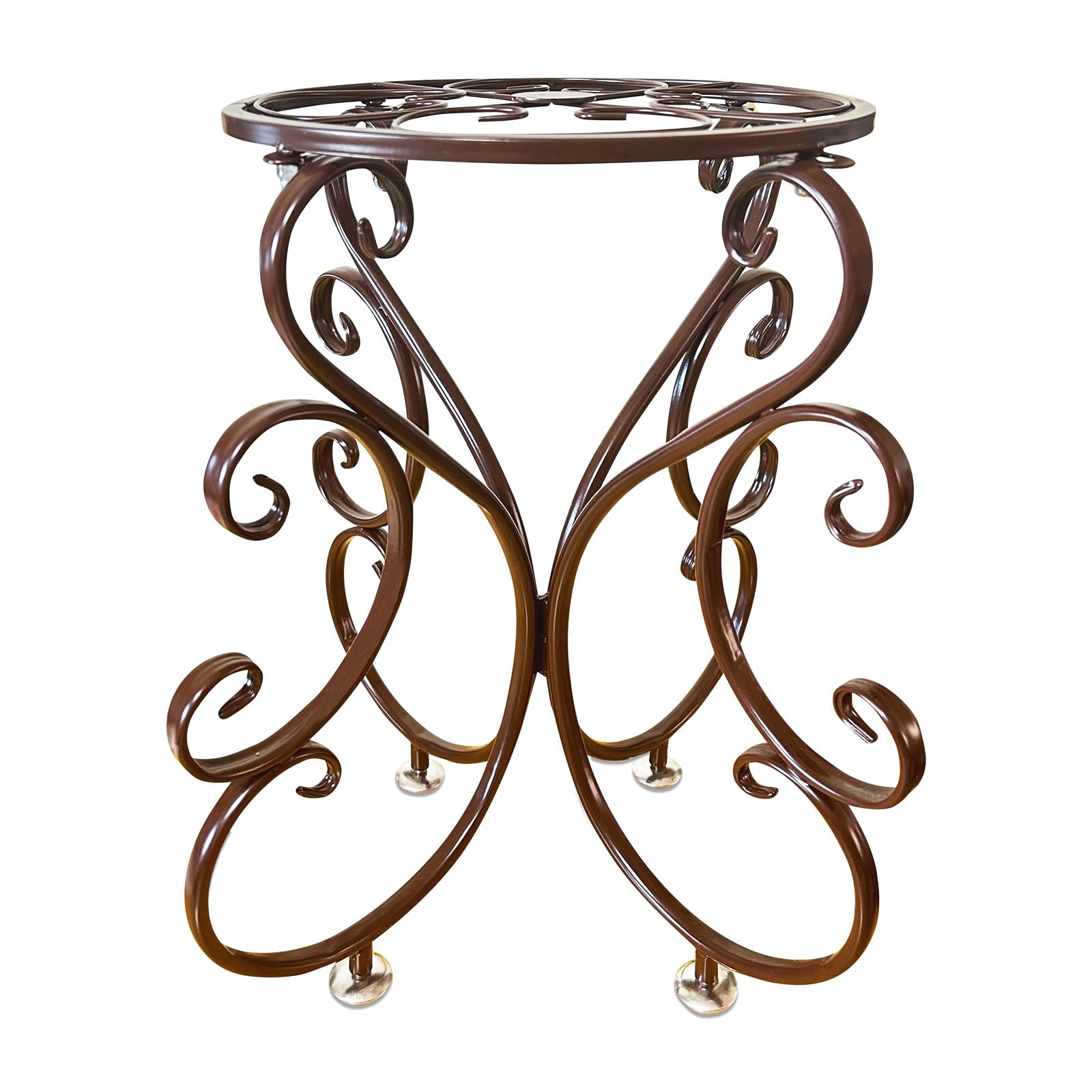 Metal Stool Plant Stand, Assemblable Flower Holder Indoor Outdoor Hanging Plant Shelf Tall Large Plant Holder Iron for Living Room Plant Rack Indoor Multiple Plants Patio Balcony Garden (1 Pcs Brown)