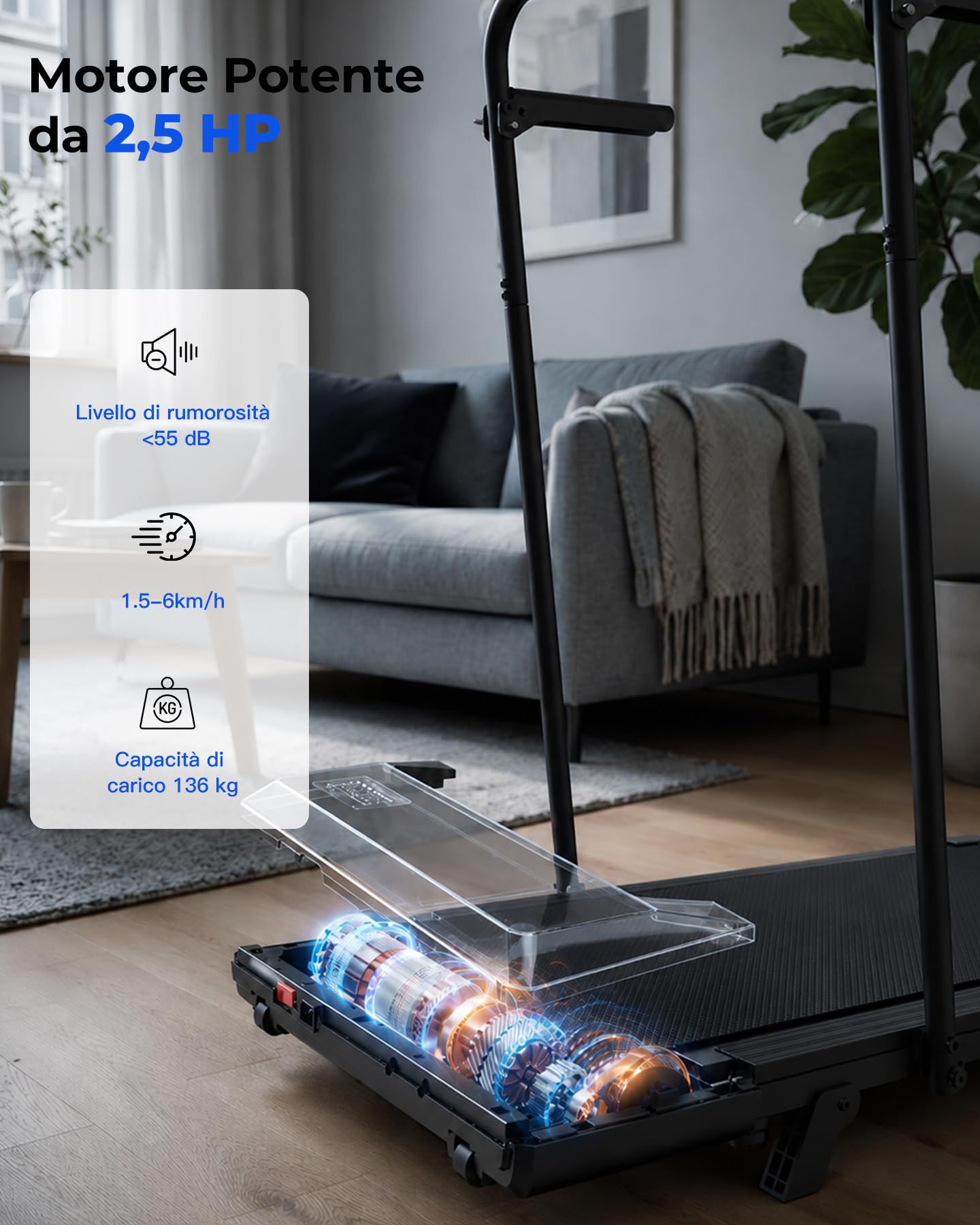 Superun Tapis Roulant Salvaspazio Pieghevole con Inclinazione 6% | Tapis Roulant Elettrico Pieghevole Mini Walking Pad Massima di 136 kg,Schermo LED, Telecomando, Controllo tramite APP