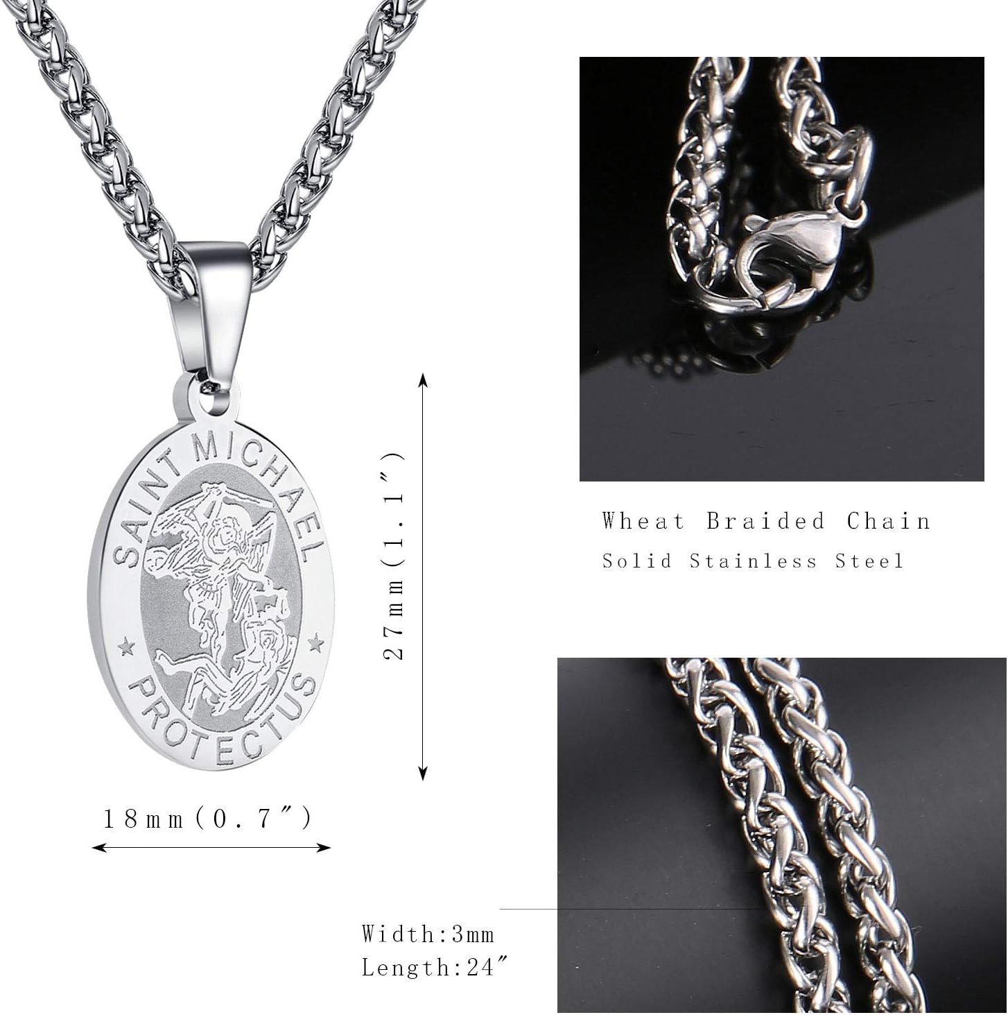 Zocomi Catholic First Communion/Confirmation Gifts for Boys Men,Saint Christopher/Michael/Anthony/Jude/Joseph Medal Necklace,Oval Saint Patron Medal Religious Amulet Gifts - Image 6