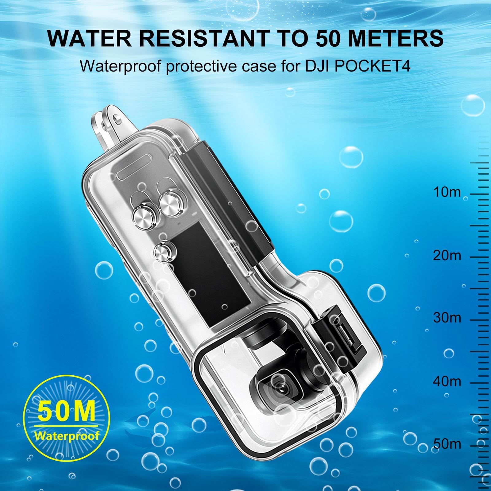 PULUZ Custodia impermeabile per DJI Osmo Pocket 4, 50 m, custodia protettiva subacquea impermeabile, accessorio per immersioni, snorkeling e sport acquatici