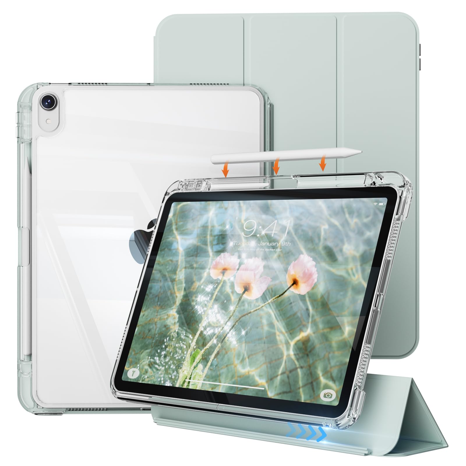 zoyu Hybrid Case for (A16) 11th Generation 11 Inch 2025, iPad 10th Generation 10.9 Inch 2022 with Pencil Holder, 2 in 1 Detachable Trifold Sliding