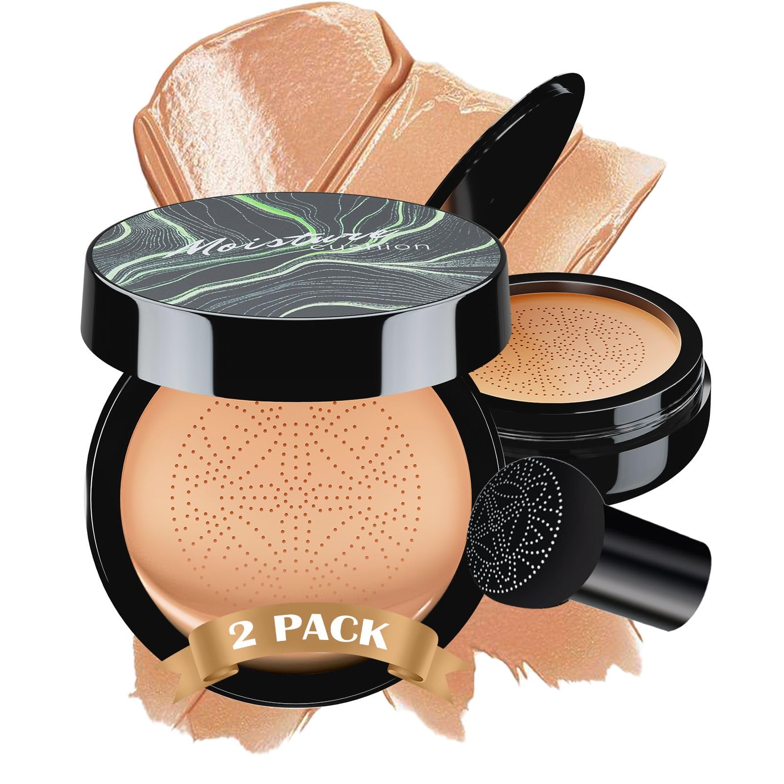 Mushroom Head Air Cushion CC Cream - BB Cream Face Makeup Foundation for Mature Skin Moisturizing Concealer Brighten Long-Lasting, Even Skin Tone for