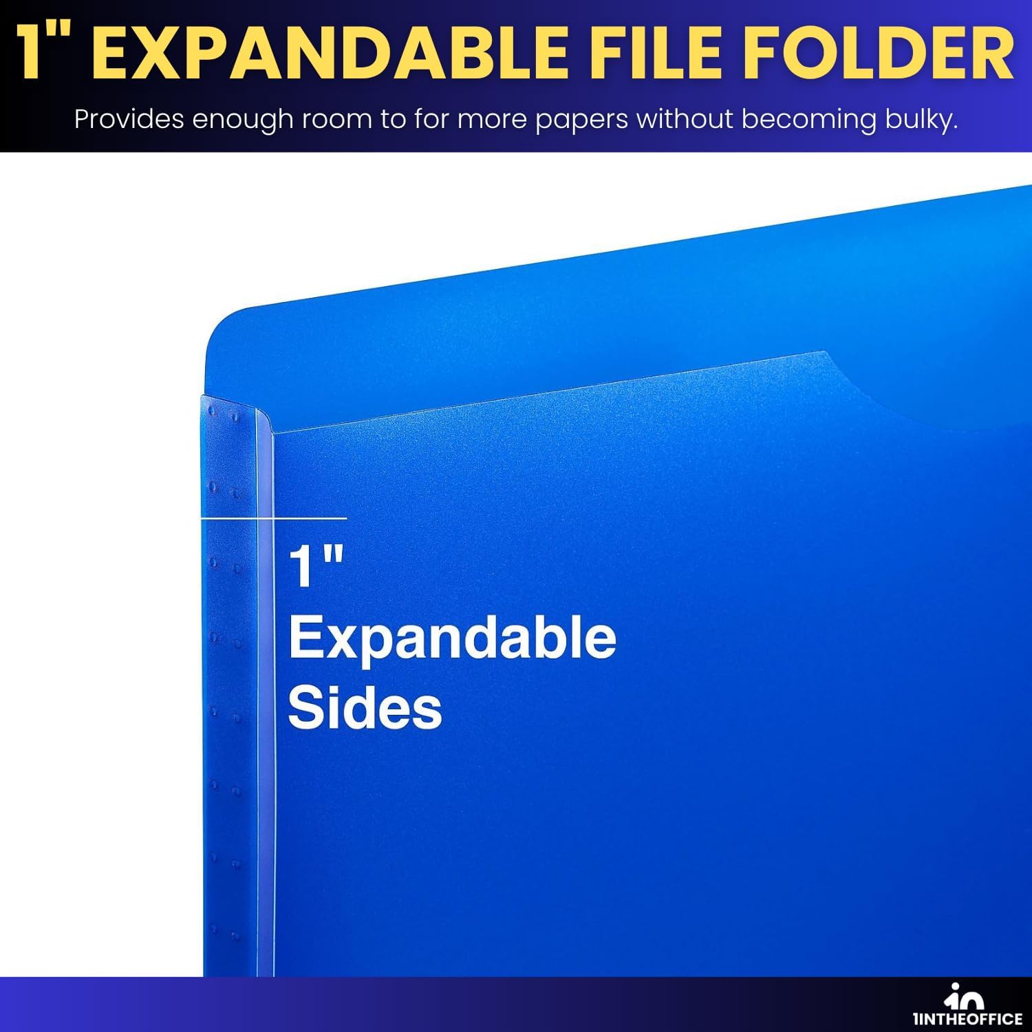 1InTheOffice Poly File Jacket File Folder, Letter 1" Expanding File Jacket, 20-Pack, Assorted
