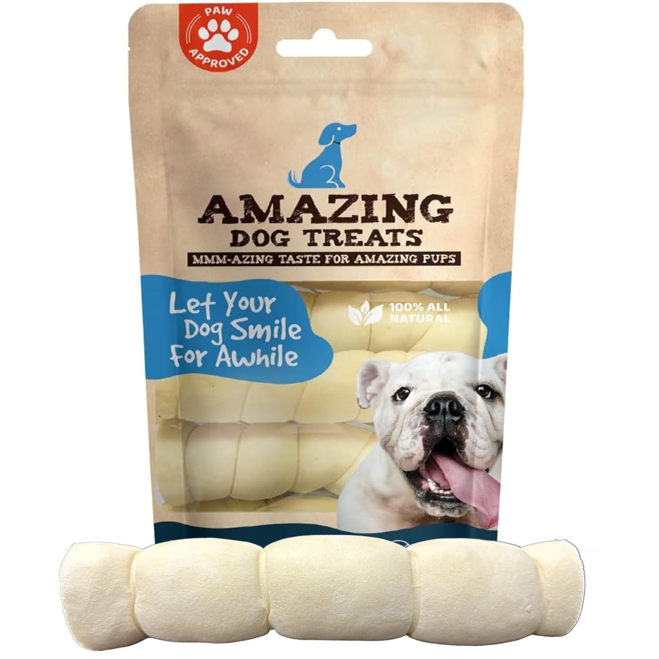 Amazing Dog Treats - Beef Cheek Rolls-(Mega Thick 10" - 6 Pcs) No Hide - Safe Rawhide Alternative Dog Chew - Great for Power Chewers - Long Lasting Dog Chew - No Splinters - Retriever Rolls for Dogs