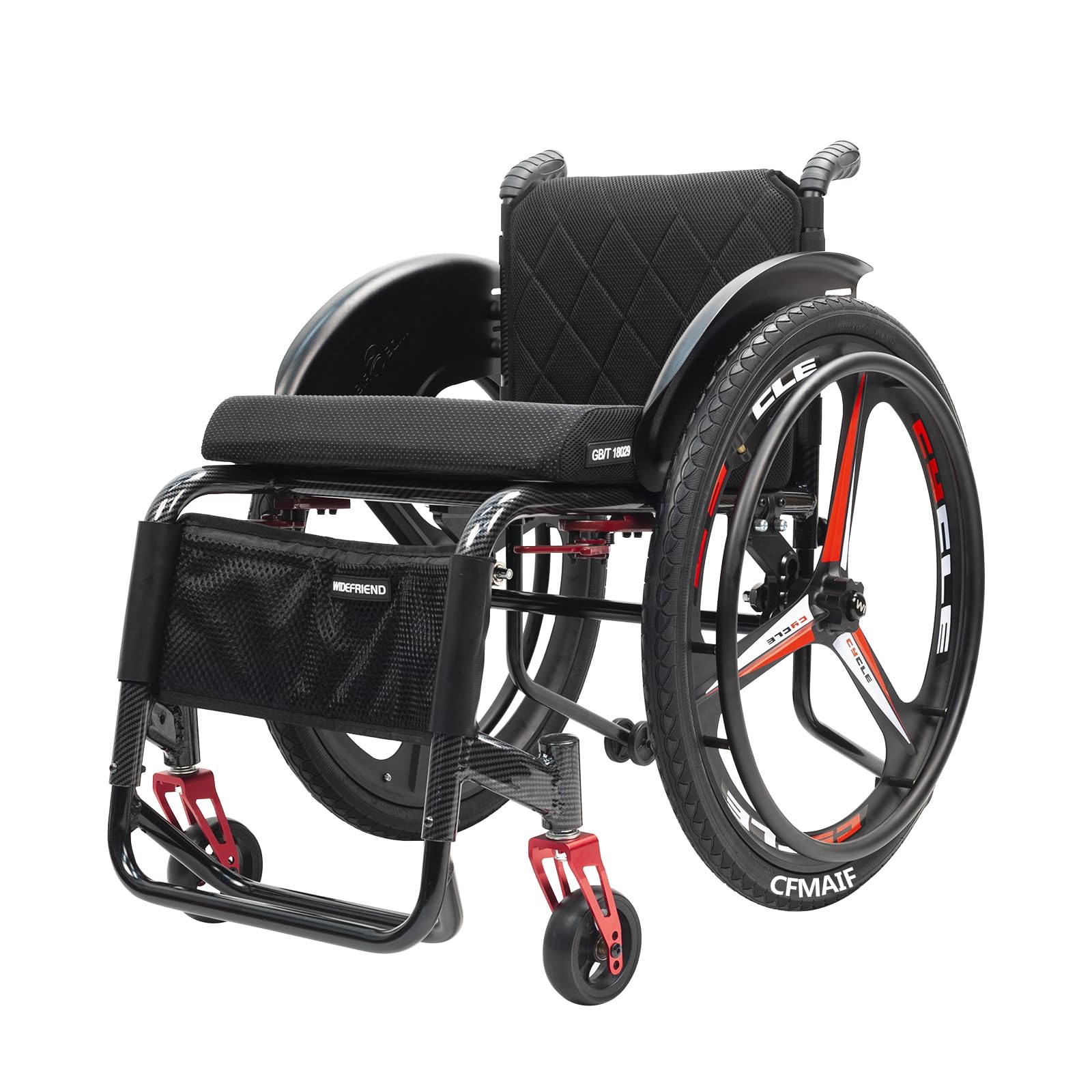Ultralekkie wózki inwalidzkie z własnym napędem, sportowy wózek inwalidzki, lekki, aluminiowy wózek podróżny, dla dorosłych (43 cm, kolor czarny)