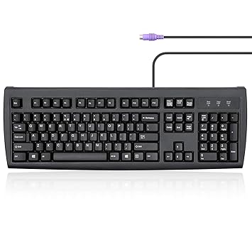Perixx Periboard-107 Wired PS2 Full Size Keyboard, Black, US English Layout