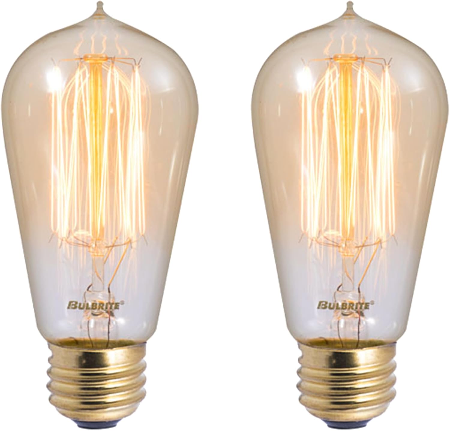 Bulbrite 136019 Pack of (2) 60 Watt Antique Clear Dimmable ST18 Shaped Medium (E, Antique Clear
