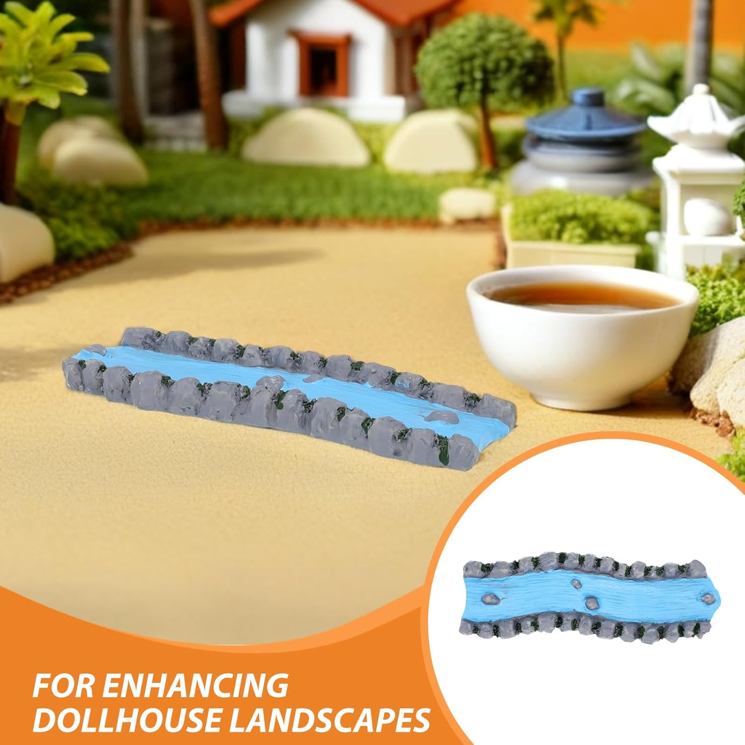 LUOZZY 8pcs Miniature River Ornaments Realistic Resin Stream Water Feature for Fairy Garden Sand Table Decorations