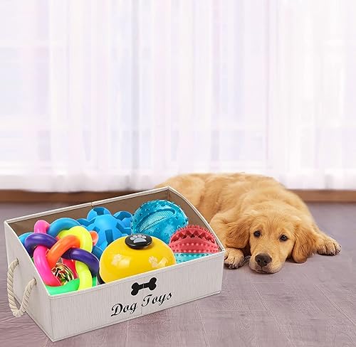 Miniatura 5 de Morezi Contenedor grande de juguetes para perros, cestas de juguetes poco profundas para perros, almacenamiento de juguetes perfecto para sala de