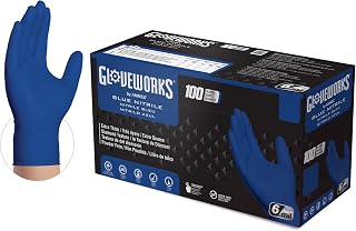GLOVEWORKS HD Royal Blue Nitrile Industrial Disposable Gloves, 6 Mil, Latex & Powder-Free, Food-Safe, Raised Diamond Texture